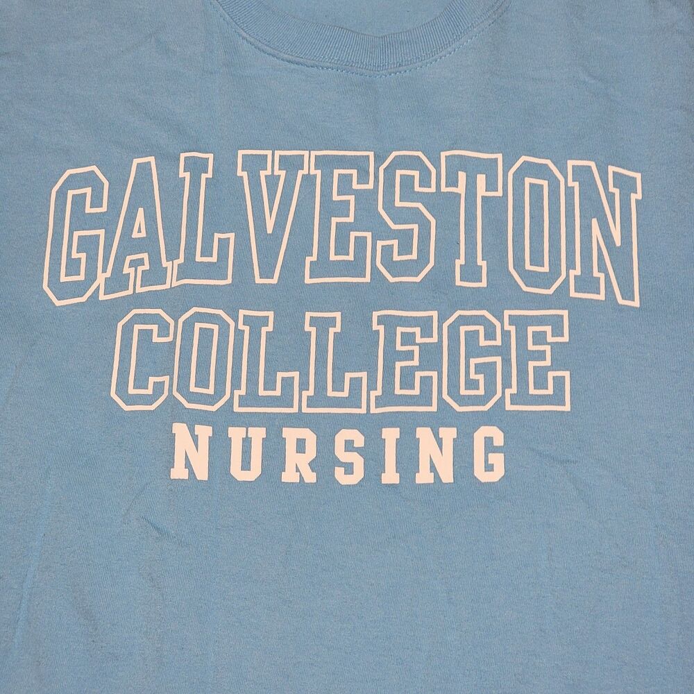 Port & Company LS Lt. Blue Unisex Tee Galveston College Nursing - Size 2XL